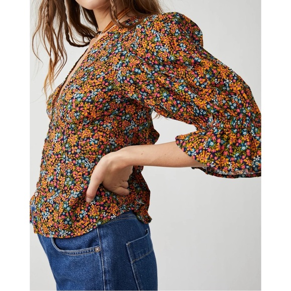 Free People I Found You Printed Floral Blouse - Picture 3 of 5
